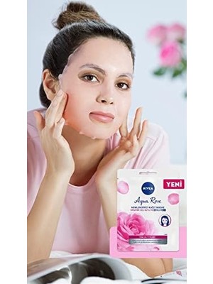 TeknoKapsül Aqua Rose Hyaluron ve Organik Gül Suyu Içeren Nemlendirici Kağıt Maske, 1 Adet, Tüm Cilt Tipleri Için, Yoğun Nemlendirme, Işıltılı Cilt