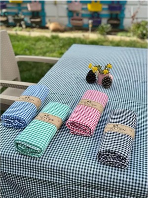 TeknoKapsül Kare Desenli Sofra Bezi, Piknik Masa Örtüsü, Pamuklu Yer Sofrası (Karışık Renk, 140 x 170 Cm)