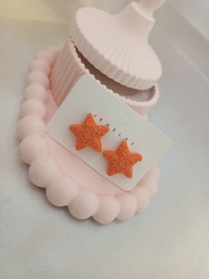 CSAY Moda Turuncu Yıldız Küpe