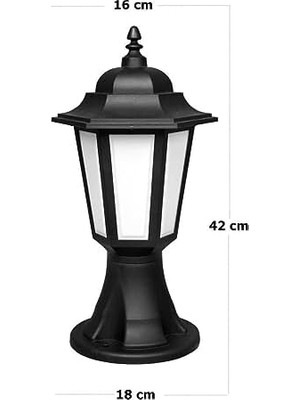 TeknoKapsül Klas Set Üstü Bahçe Aydınlatma | 42 cm Siyah Dış Mekan Aplik Yol Lambası | IP54 E27 Duylu Direk Tipi Bahçe Lambası (1 Adet)