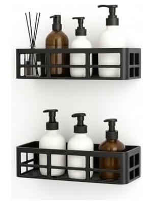 TeknoKapsül 2 Adet Yapışkanlı Banyo Organizer Duş Rafı – Delmeden Montaj, Su Geçirmez Banyo ve Mutfak Duvar Organizeri,suya Dayanıklı Pratik Saklama Rafı 12X27X6.5 cm