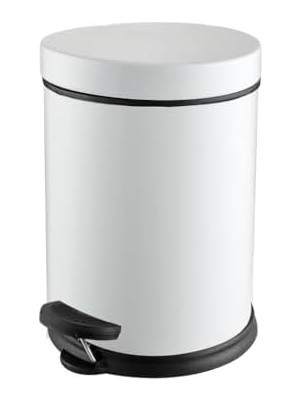 TeknoKapsül Paslanmaz Metal Pedallı Çöp Kovası 12 Lt Beyaz (412402)