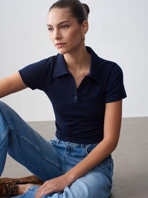 Dilvin 32614 Polo Yaka Top-Lacivert