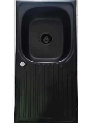 Gralux Evye Siyah Granit Desen Kaplamalı Sol Damlalıklı 43.5 x 86CM Ölçülerinde Paslanmaz Evye