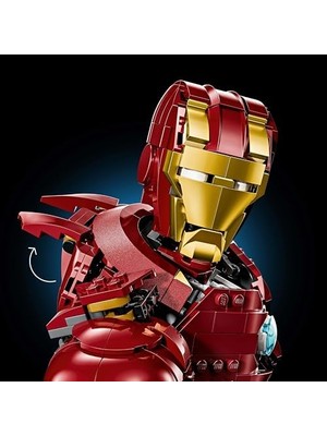 TeknoKapsül | Iron Man Mk4 Büstü 76327, Yetişkin Kadınlar ve Erkekler Için Baskılı Bir Isim Levhası ve Çıkarılabilir Iron Man Minifigürü Içeren Koleksiyonluk Model Yapım Seti, Hediye Fikri (436 Parça)