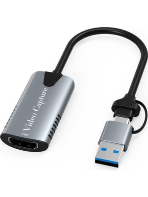 TeknoKapsül HU04A Type-C/usb A To 4K 60Hz 1080P HDMI Video Capture Yakalama Hub Adaptör