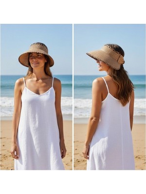 Trend Nexus Fiyonklu Katlanabilir Geniş  Hasır Vizör Şapka