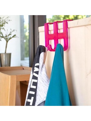 TeknoKapsül H Şekilli Kapı Arkası Askı, 3 Kancalı Askı, 8x8.5 Cm, Karışık Renkler