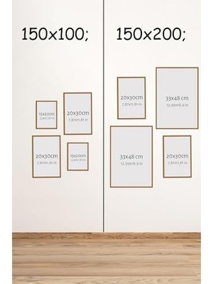 TeknoKapsül 4 Parça Ahşap Çerçeve Görünümlü Mdf Tablo Seti, 150 x 200