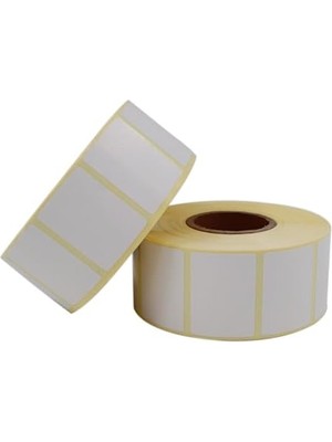 TeknoKapsül Kuşe Etiket 40MM x 30MM Ruloda 1500X2 Adet 2 Rulo 40MM Çapında Baskısız Barkod Yazıcı Etiketi