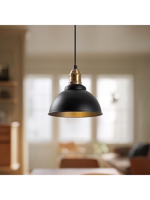TeknoKapsül Siyah Tekli Sarkıt Aydınlatma Metal Sıvama, Ev, Ofis, Cafe, Restoran Avizeleri, E27 Duy (Siyah)