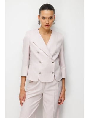 Ekol Kadın Metal Düğmeli Volanlı Ceket 1070 Pembe