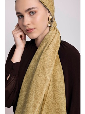 AYSHARA Bengi Monogram Düz Desenli Çift Taraflı Şal - Canlı Sarı