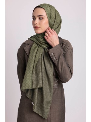 AYSHARA Katre-I Zerâfet Monogram Düz Desenli Çift Taraflı Şal - Yeşil