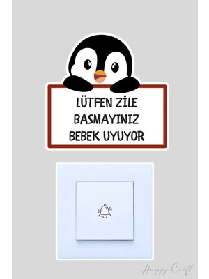 Huggy Craft Sevimli Penguen Sticker Bebek Uyuyor Kapı Zili Etiketi