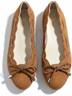 Ne&Ve Shoes Süet Biye Detaylı Kapsüllü Kadın Yuvarlak Burunlu Günlük Babet