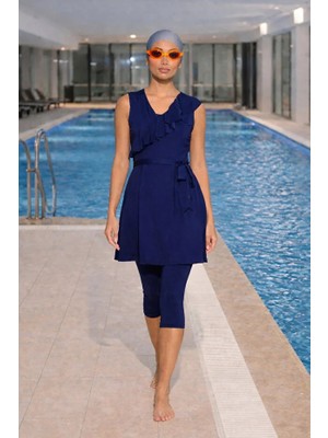 Tesmay Likralı Mayo Kumaşı Kadın Askılı Taytlı Mayo 24199