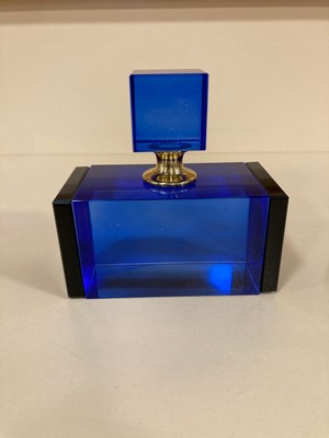 Plus Home Dekoratif Kristal Dikdörtgen Model Şişe Renk Mavi Altın Yükseklik 10 cm