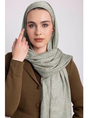 AYSHARA Bengi Monogram Düz Desenli Çift Taraflı Şal - Su Yeşil