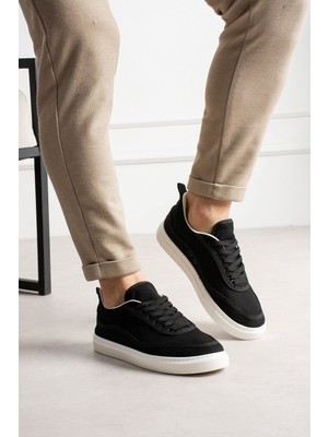 Zerenyus ZRC625 - Keten Bağcıklı Erkek Spor Ayakkabı Siyah