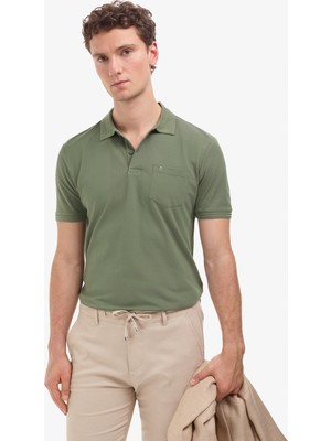 Pierre Cardin Erkek Haki Regular Fit %100 Pamuk Cepli Kıvrılmaz Düğmeli Polo Yaka Basic Tişört 50325290-VR027