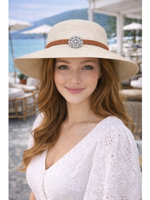 Aydın Şapkacınız Kadın Hasır Şapka Premium Kalite Geniş Kenarlı Yazlık Şapka
