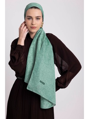 AYSHARA Bengi Monogram Düz Desenli Çift Taraflı Şal - Mint Yeşil