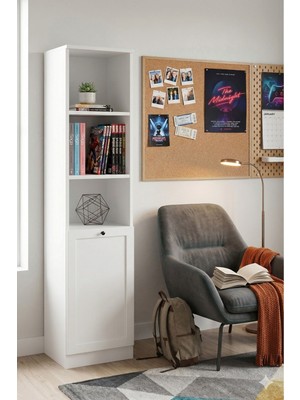 Sarmobi Terra Kitaplık 40X173X31 cm Beyaz - Modern Tasarım