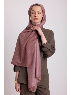 AYSHARA Katre-I Zerâfet Monogram Düz Desenli Çift Taraflı Şal - Pembe