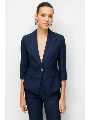 Ekol Kadın Kapak Cepli Duble Kol Ceket 1184 Lacivert