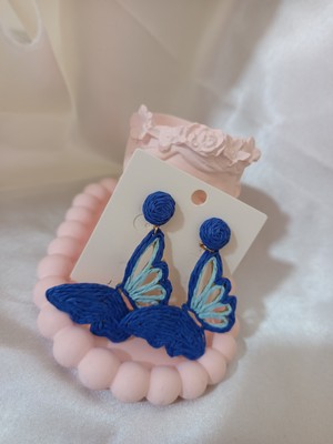 Jewelry Mavi Kelebekli Küpe