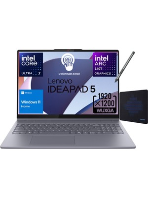 Lenovo Ideapad 5 2in1 16IAL10 Intel® Core Ultra 7 255H 16GB 1tb SSD 16" Wuxga (Dokunmatik Ekran) Windows 11 Home Bilgisayar 83KS002ATR - Lenovo Pen+Mouse Pad Wz5