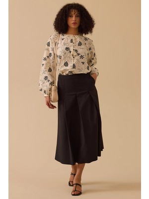 Seçil Kadın Pile Detaylı Cepli Etek 0009 Siyah