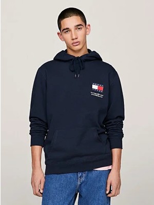 Tommy Hilfiger Erkek Çok Koyu Lacivert Kapüşonlu Sweatshirt