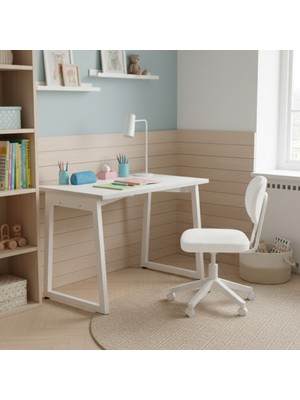 Vilinze Biga Çalışma Ofis Masası ve Deniz Çalışma Ofis Sandalyesi Set - 60X120 cm