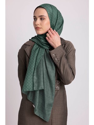 AYSHARA Katre-I Zerâfet Monogram Düz Desenli Çift Taraflı Şal - Turkuaz Yeşil