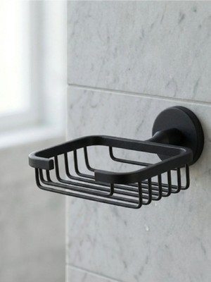 Clk Banyo Karaca Duvara Montajlı Tel Katı Sabunluk - Şık Banyo Aksesuarı Sıyah