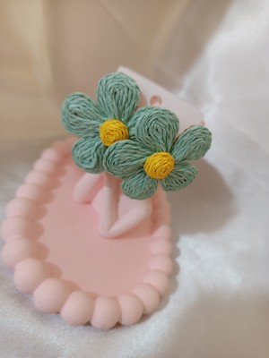 Jewelry Yeşil Büyük Papatyalı Küpe