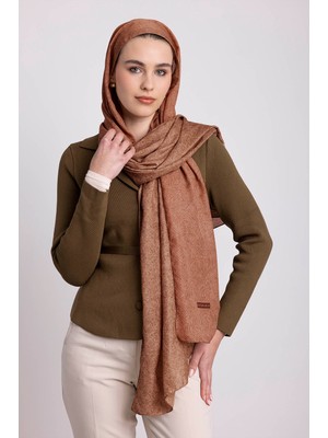 AYSHARA Bengi Monogram Düz Desenli Çift Taraflı Şal - Kiremit