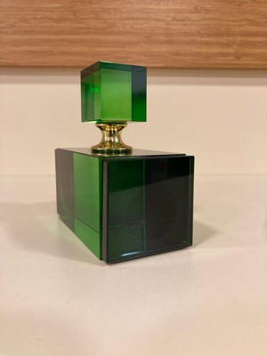 Plus Home Dekoratif Kristal Dikdörtgen Şişe Obje Renk Yeşil Altın Yükseklik 10 cm