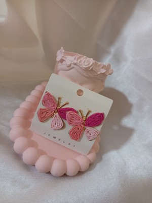 Jewelry Pembe Kelebekli Küpe