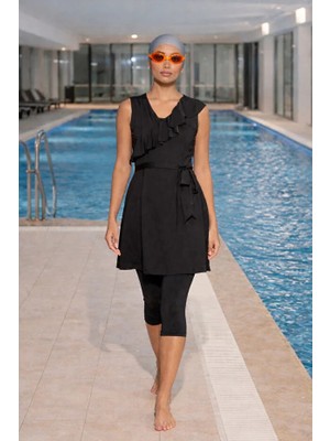 Tesmay Likralı Mayo Kumaşı Kadın Askılı Taytlı Mayo 24199