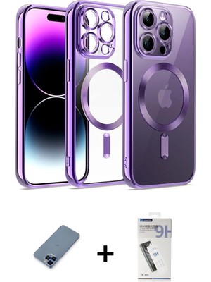 BUTİMAR'S iPhone 12 Pro Nova Işık Özel Seri - Şeffaf Uv Polymer Nano Ekran Koruyucu + Mavi Metal Kamera Lens Koruma Cam