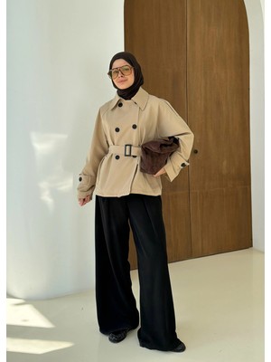 Moda Aksa 2091 Bershka Premium Trenç Taş