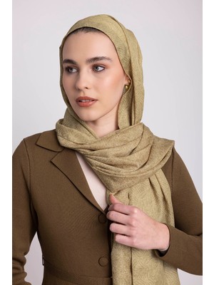 AYSHARA Bengi Monogram Düz Desenli Çift Taraflı Şal - Soluk Koyu Sarı