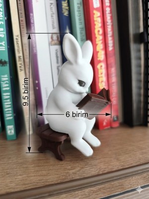 YSR STUDIO 3D 3D Tasarım Kitap Okuyan Tavşan Biblo - Dekoratif Masa Üstü Obje 9.5 cm