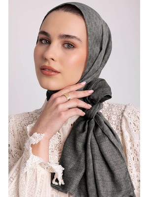 AYSHARA Katre-I Zerâfet Monogram Düz Desenli Çift Taraflı Şal - Kül Gri