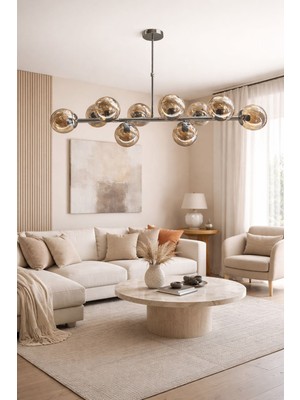 LED Yeni Model 125 cm 10 Lu Bal Camlı Seralı Lüx Krom Renk Ithal Kasa