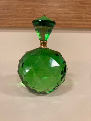 Plus Home Dekoratif Kristal Silindir Şişe Model Büyükboy Renk Yeşil Yükseklik 16 cm