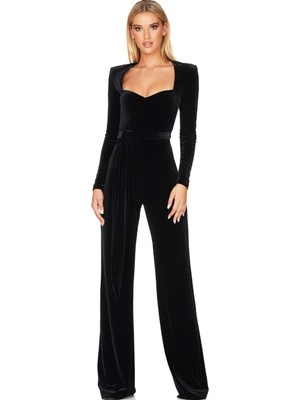 Hanife Glam Couture Hanife Glam Kalp Yaka Kadife Tulum